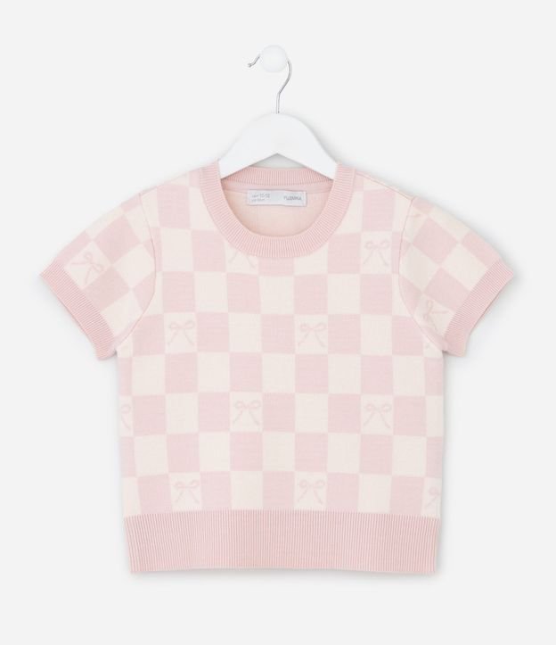 Remera Infantil en Jacquard de Cuadros con Moñitas – Talle 5 a 14 años 2