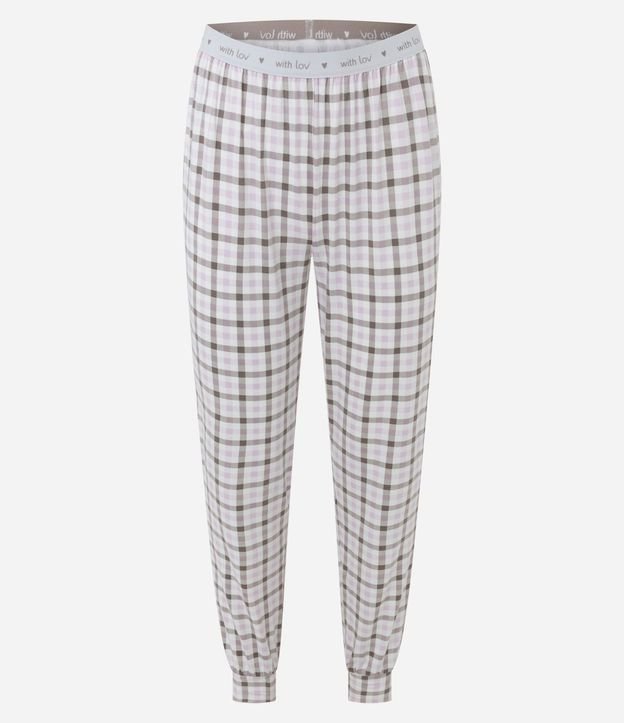 Pijama Largo en Peach Touch con Estampa de Cuadros 3