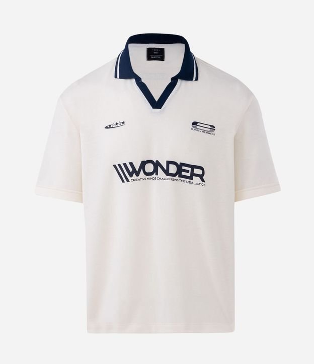 Remera Boxy Deportiva en Algodón con Cuello Polo Contrastante y Estampa Wonder 5