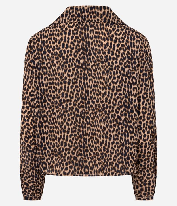 Blusa Femenina Manga Larga Animal Print Leopardo Chiffon 6