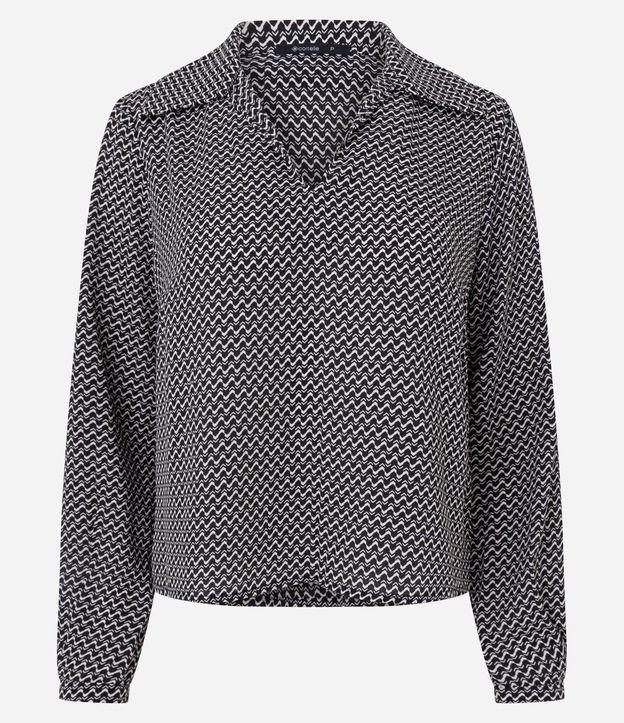 Blusa Femenina Manga Larga Mini Pied-de-Poule Chiffon