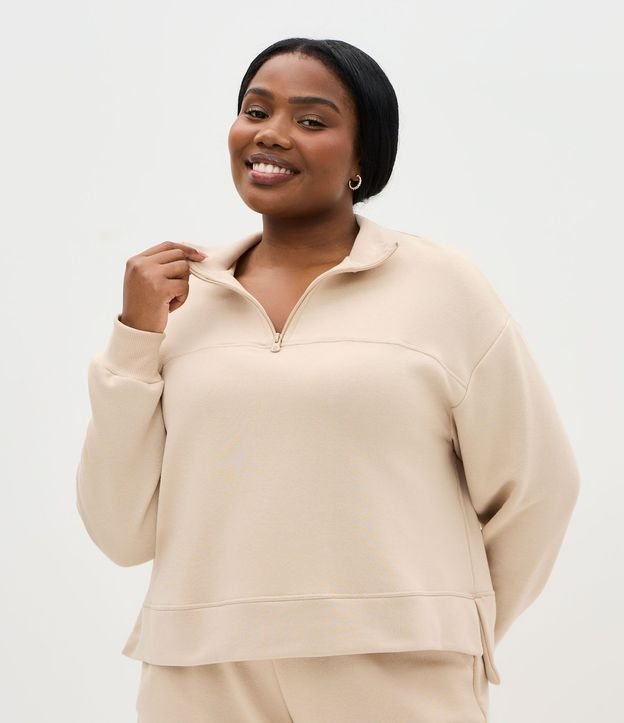 Buzo Algodón Deportivo con Half Cremallera y Abertura Lateral Curve & Plus Size 1