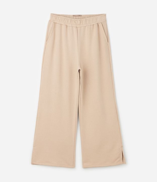 Pantalón Wide Leg de Algodón Deportiva con Abertura Lateral Curve & Plus Size