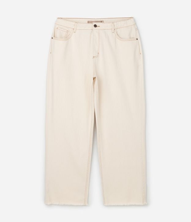 Pantalón Recto en Sarga con Terminación Deshilachada Curve & Plus Size 2