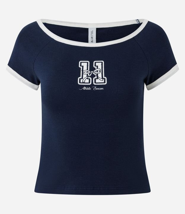 Blusa con Detalles Contrastantes y Estampa Numeral 5