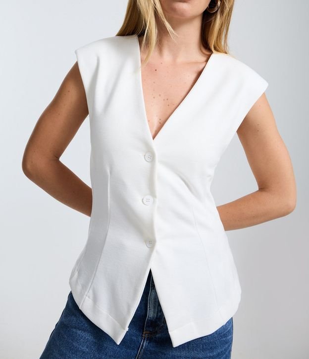 Blusa en Punto Roma con Escote en V y Cierre por Botones 3