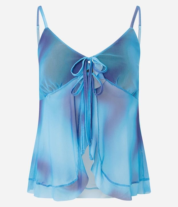 Blusa en Tule con Estampa Abstracta y Lazo Delantero 5