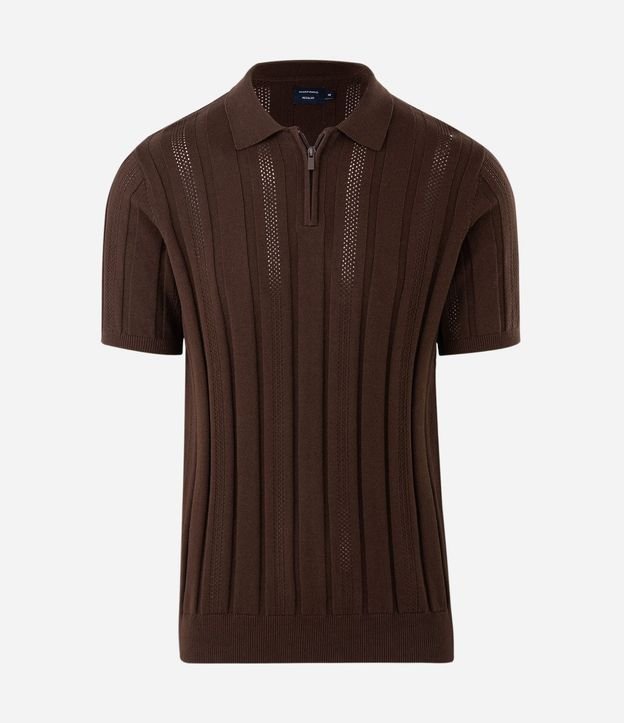 Camisa Cuello Polo con Cremallera en Algodón Texturizada 5