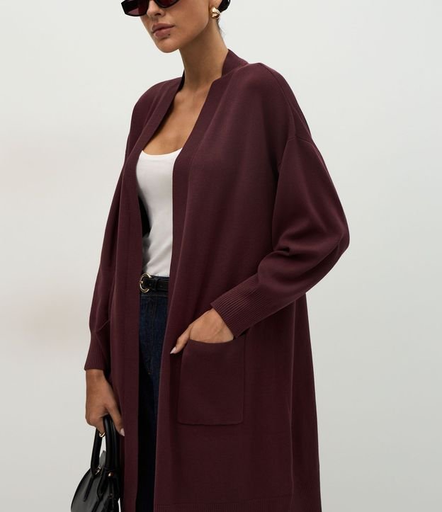 Cardigan Alargado en Punto con Bolsillos 4