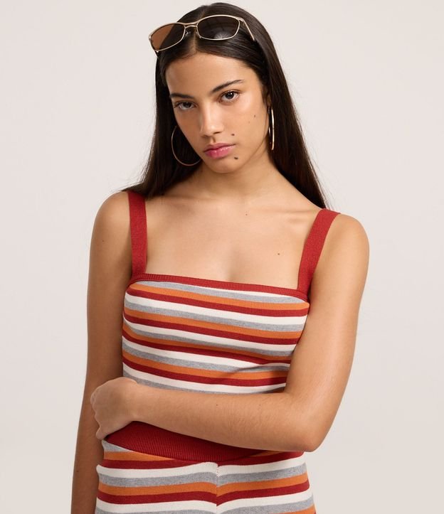 Blusa en Punto con Estampado de Rayas