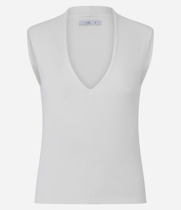 Blusa Musculosa en Rib con Bretel Ancho y Escote V 5