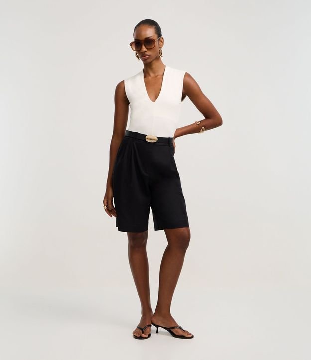Blusa Musculosa en Rib con Bretel Ancho y Escote V 2