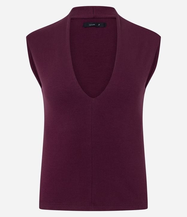 Blusa Musculosa en Rib con Bretel Ancho y Escote V 5