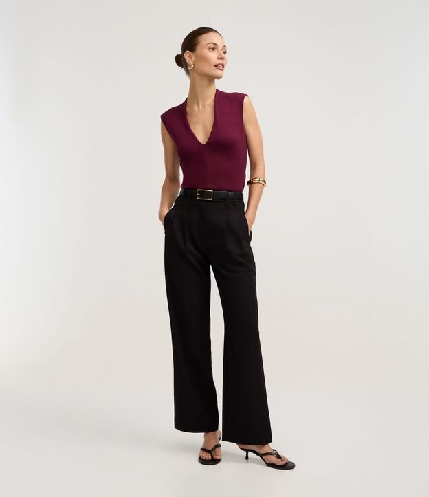 Blusa Musculosa en Rib con Bretel Ancho y Escote V 2
