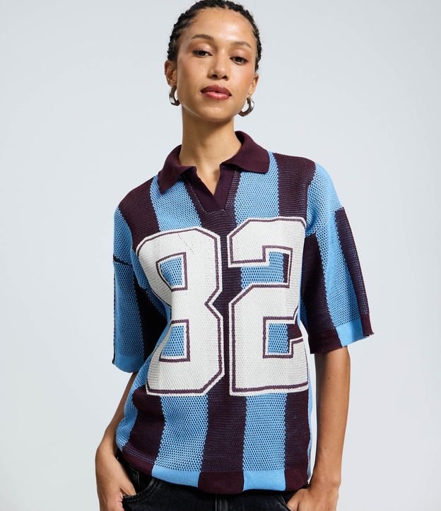 Remera Polo en Punto Sportcore con Lettering 82 4
