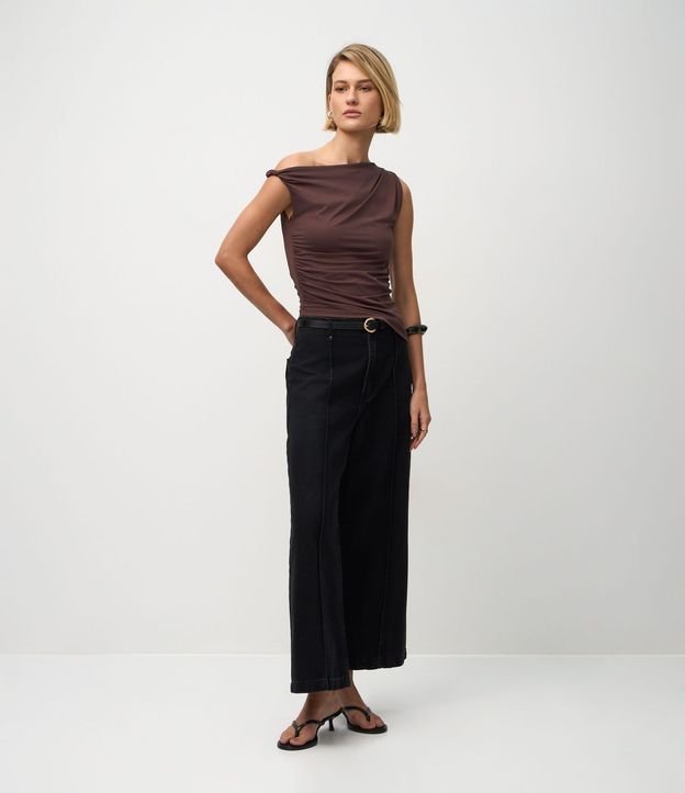 Blusa en Microfibra con Escote Hombro Único y Fruncidos 3