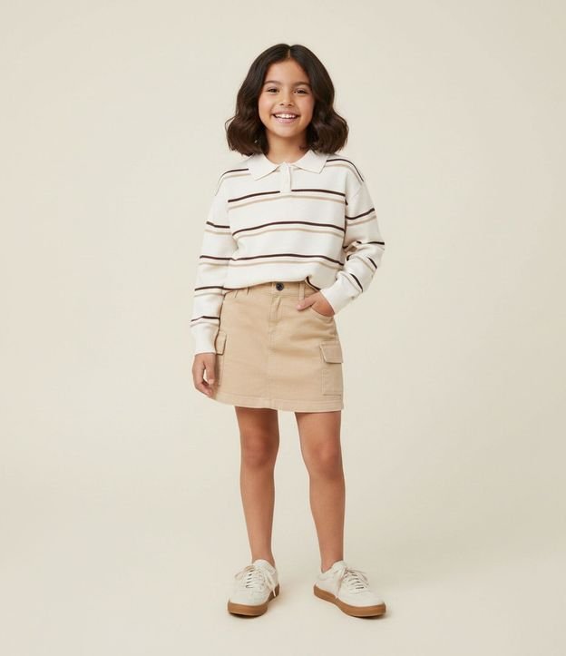 Saco Punto Listrado con Cuello Polo - Talle 5 a 14 años
