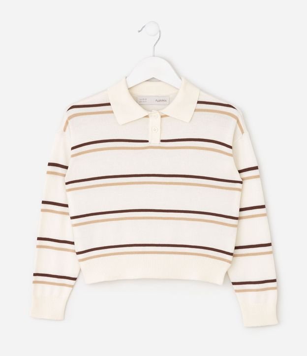 Saco Punto Listrado con Cuello Polo - Talle 5 a 14 años 2
