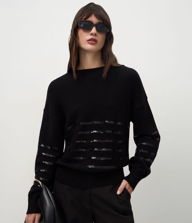 Suéter Regular en Tricot con Estampa Rayada