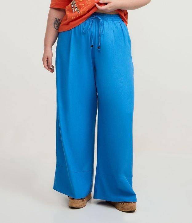 Pantalón Pantalona en Viscolino con Ruedo Largo y Cintura Elástica Curve & Plus Size 2