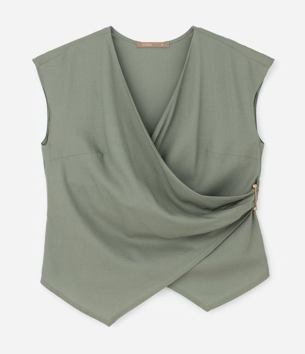 Blusa en Viscolino con Traspase Delantero y Adorno Curve & Plus Size