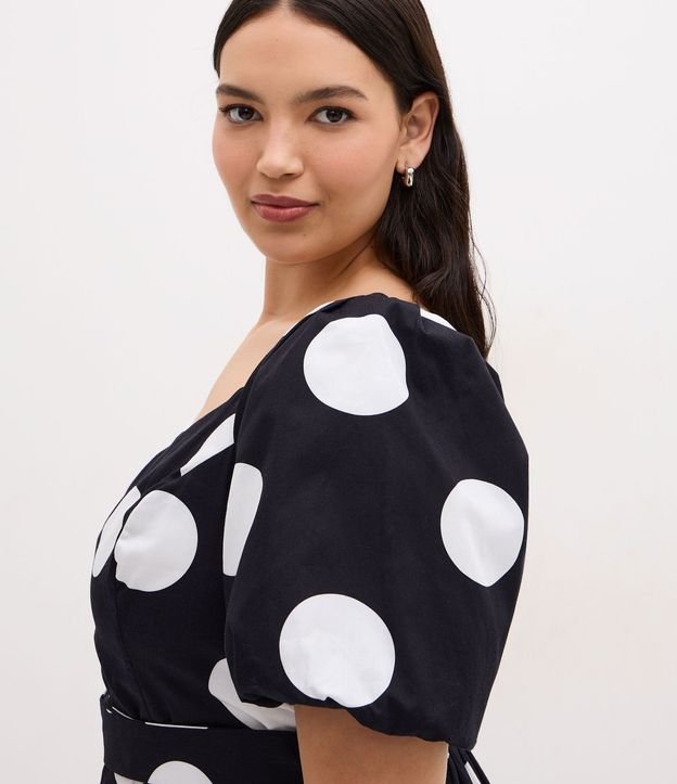 Vestido Midi con Estampado de Lunares y Cinturón con Hebilla Curve & Plus Size 2