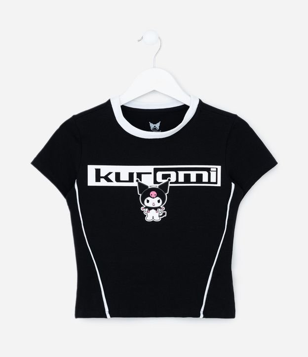 Remera Manga Corta en Algodón con Frisos Delanteros Kuromi