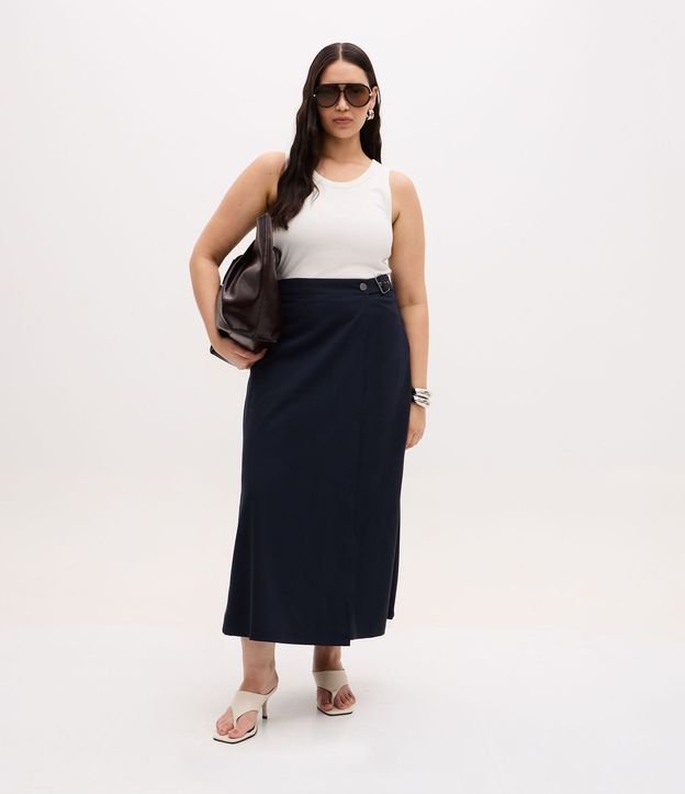 Pollera Midi Sastre con Hebilla Lateral Curve & Plus Size
