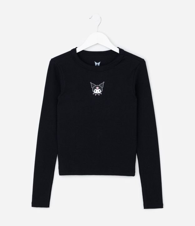 Remera Infantil Slim en Rib con Estampa de Kuromi – Talle 7 a 16 años