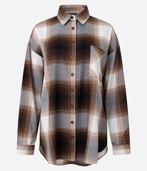 Camisa Regular Manga Larga en Franela de Cuadros 6