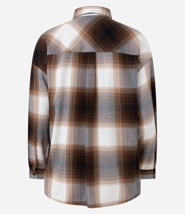 Camisa Regular Manga Larga en Franela de Cuadros 7