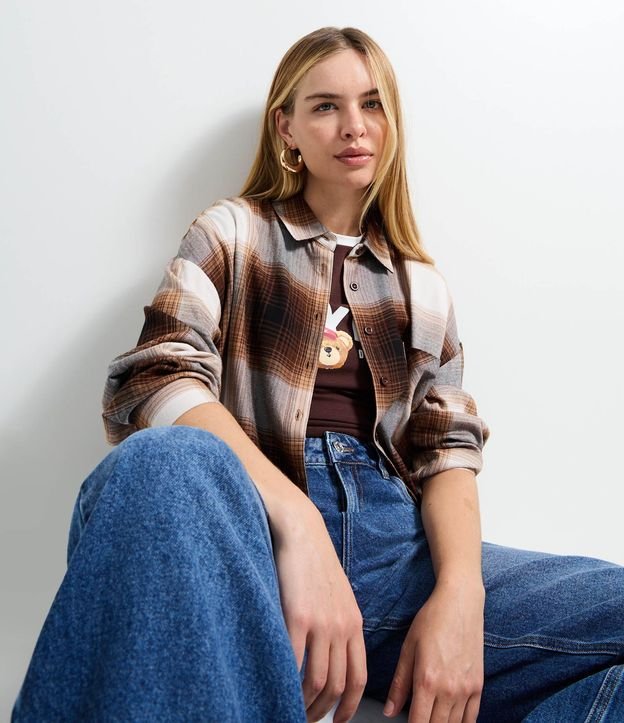 Camisa Regular Manga Larga en Franela de Cuadros