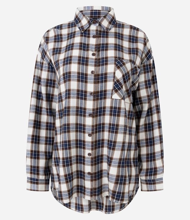 Camisa Regular Manga Larga en Franela de Cuadros 5