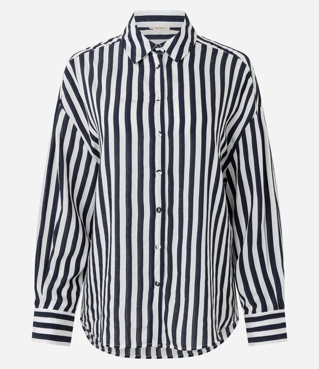 Camisa en Viscosa con Rayas Hilo Teñido 5
