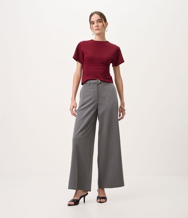 Pantalón Wide Leg sastrería con Cinturón y Hebilla Metálica 1