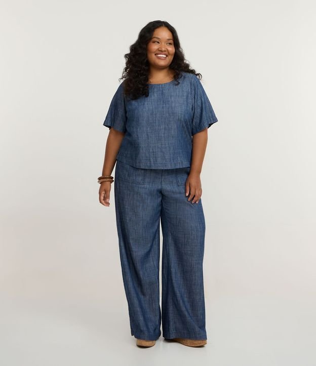 Blusa Corta en Sarga Curve & Plus Size