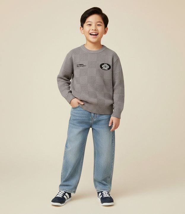 Saco Infantil en Efecto Punto Texturizado con Patch y Bordado – Talle 5 a 14 años