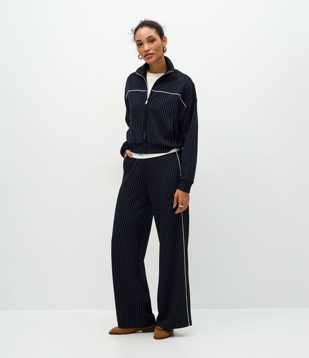 Pantalón Wide Leg en Algodón Sin Felpa con Estampa Rayada 2