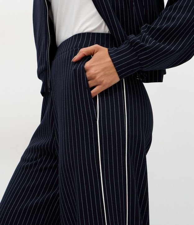 Pantalón Wide Leg en Algodón Sin Felpa con Estampa Rayada 5