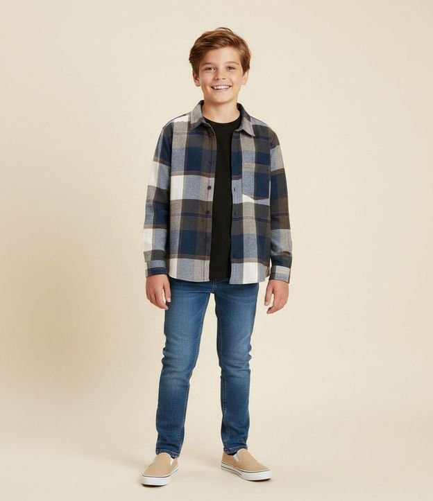 Camisa Infantil en Franela con Estampa de Cuadros – Talle 5 a 14 años 1