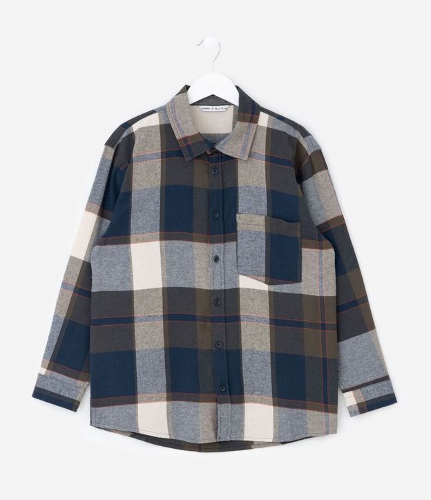 Camisa Infantil en Franela con Estampa de Cuadros – Talle 5 a 14 años