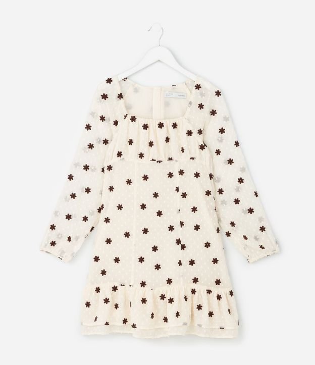 Vestido Infantil en Chiffon Texturizado con Flores Bordadas – Talle 5 a 14 años 2