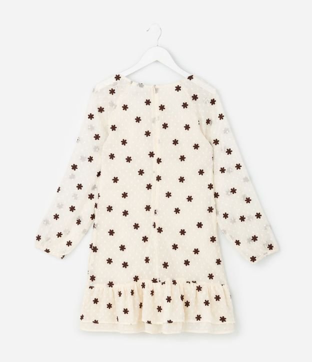 Vestido Infantil en Chiffon Texturizado con Flores Bordadas – Talle 5 a 14 años 3