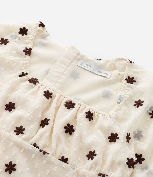 Vestido Infantil en Chiffon Texturizado con Flores Bordadas – Talle 5 a 14 años 8