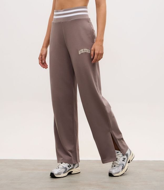Pantalón Recto Deportivo en Algodón con Cintura en Rib y Lettering 3