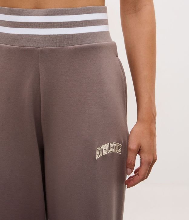 Pantalón Recto Deportivo en Algodón con Cintura en Rib y Lettering 4