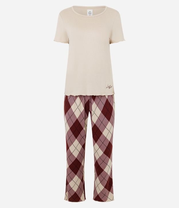 Pijama Largo en Punto con Pantalón de Cuadros Argyle 6
