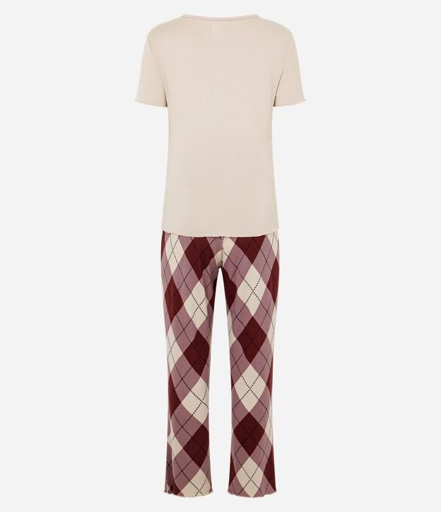 Pijama Largo en Punto con Pantalón de Cuadros Argyle 7