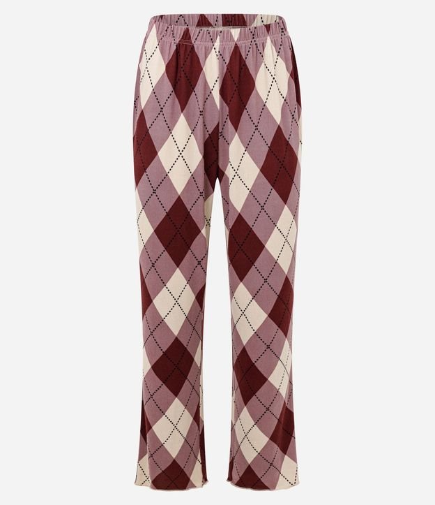 Pijama Largo en Punto con Pantalón de Cuadros Argyle 8