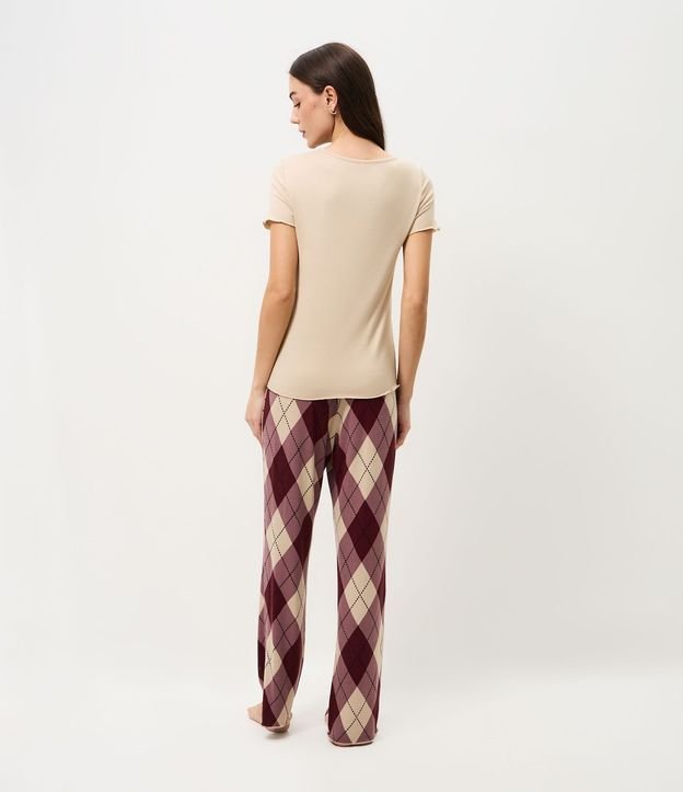 Pijama Largo en Punto con Pantalón de Cuadros Argyle 5